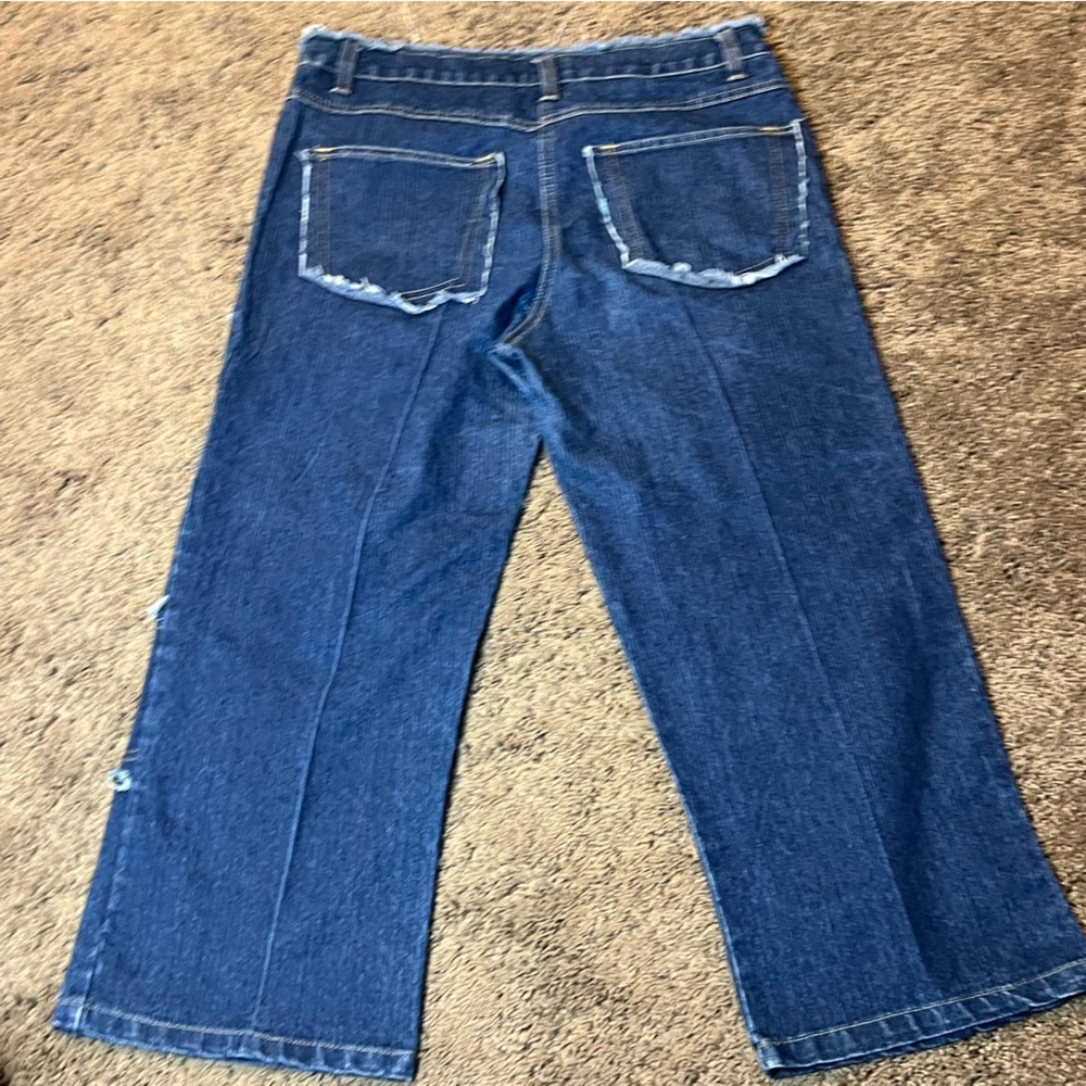 Fine Jeans Unique Patchwork Denim Capris Size 14 … - image 6